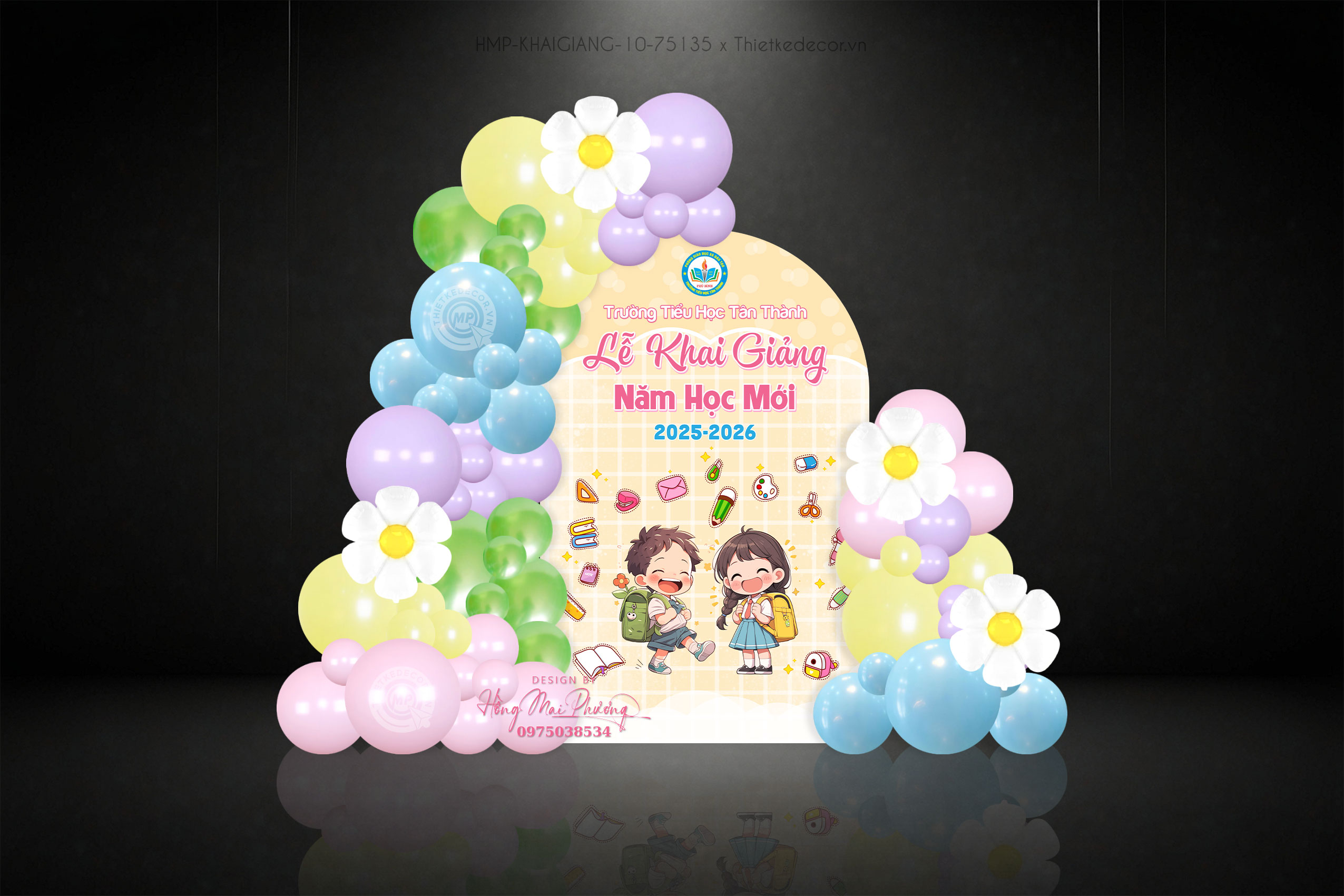 Khai Giảng tone vàng pastel dễ thương - Back U 160x250 dành cho các lớp tiểu học, mầm non.